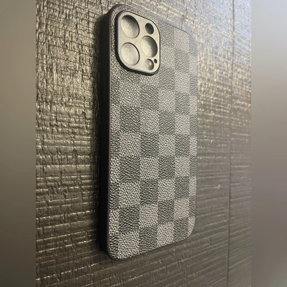 iPhone 12 pro max Checkered Black and Gray Phone Case. NWOT